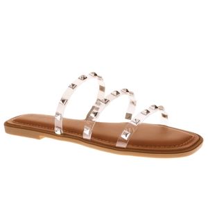 NWT- Pierre Dumas Empress 6 Studded Sandals - Clear